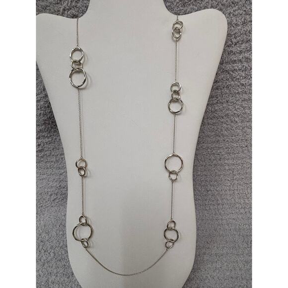 Sterling Silver Textured Round Link Chain Necklace 34" #63599 - Picture 1 of 5